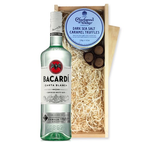 Bacardi Carta Blanca Rum 70cl And Dark Sea Salt Charbonnel Chocolates Box